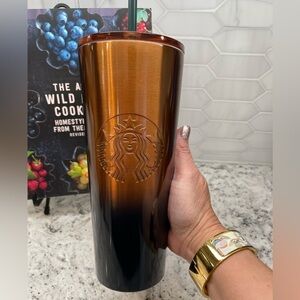 Starbucks Copper Gradient SS Cold Cup. Tricolor: copper, green, black. NWT. HTF